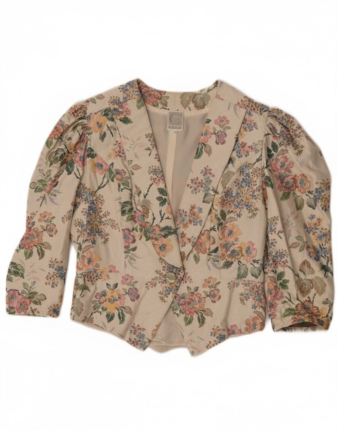 Jaqueta blazer feminina Eger manga 3/4 1 botão IT 42 médio bege floral