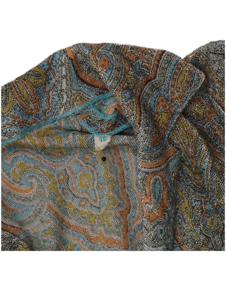 Blusa feminina vintage IT 46 grande paisley multicolorida