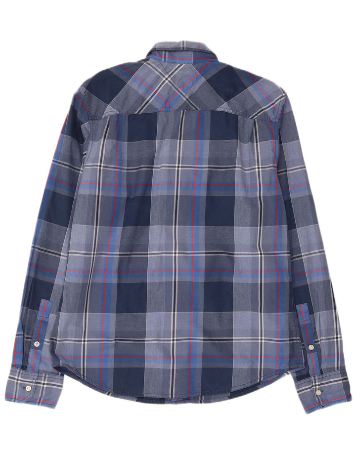 Camisa masculina TOMMY HILFIGER grande algodão xadrez azul