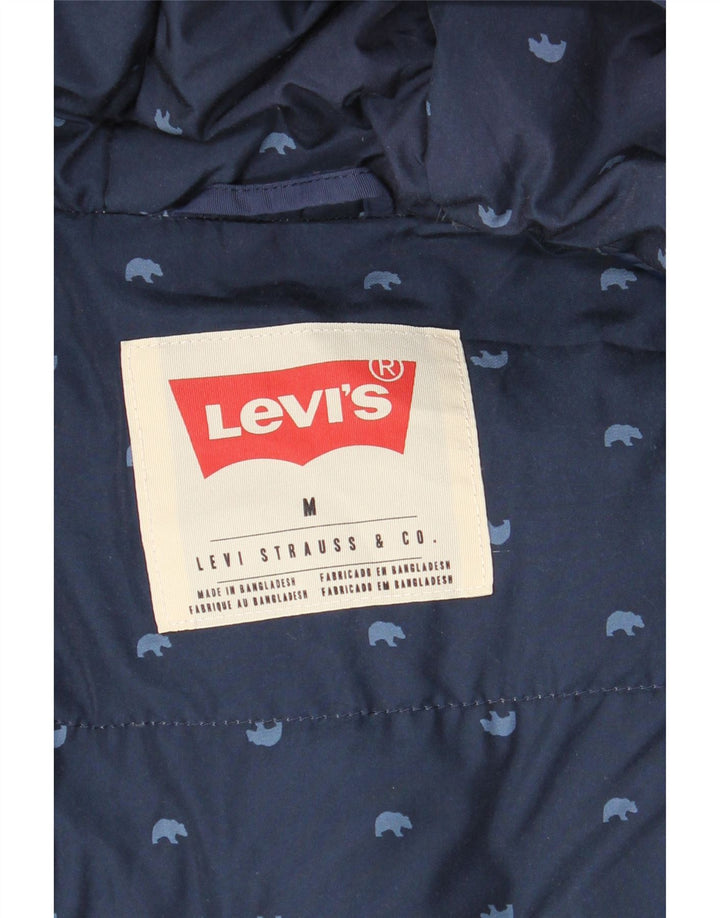 Jaqueta masculina acolchoada com capuz LEVI'S UK 38 azul marinho médio
