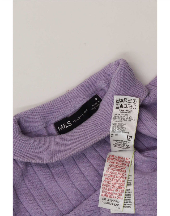 Suéter feminino Marks & Spencer com gola tartaruga Reino Unido 12 médio roxo