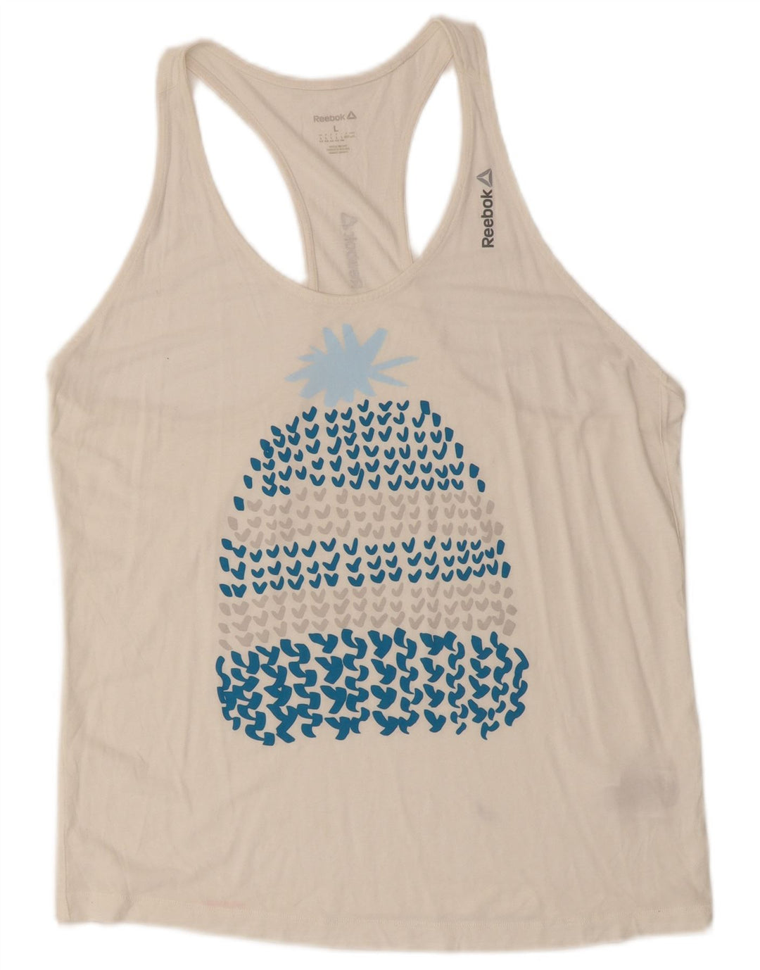 REEBOK feminino gráfico colete top UK 16/18 grande branco modal