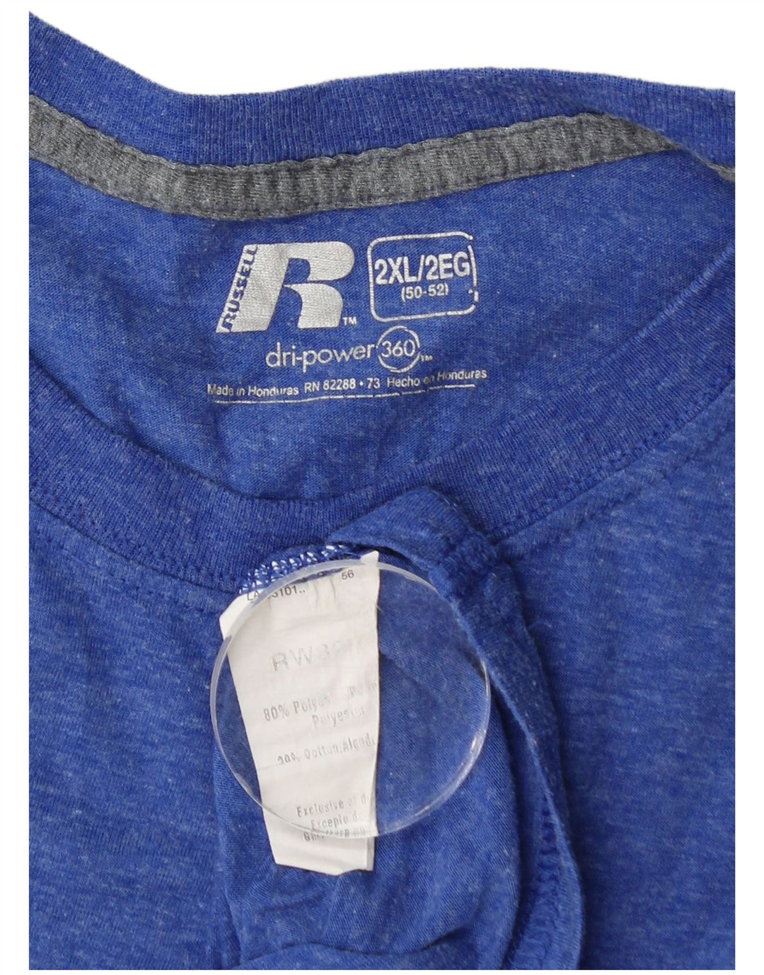 Camiseta masculina RUSSELL ATLÉTICA Dri-Power UK 50/52 2XL poliéster azul