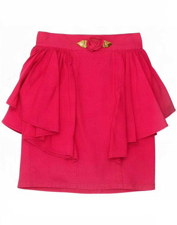 Vintage Womens Ruffle Skirt IT 44 Medium W28 Pink Cotton