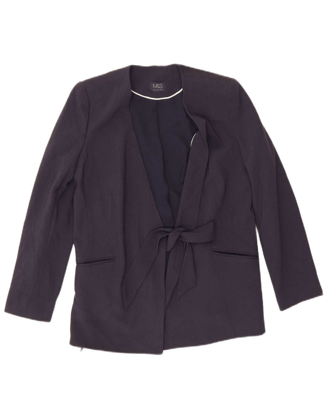 Jaqueta Blazer Feminina Marks & Spencer UK 12 Poliéster Azul Marinho Médio