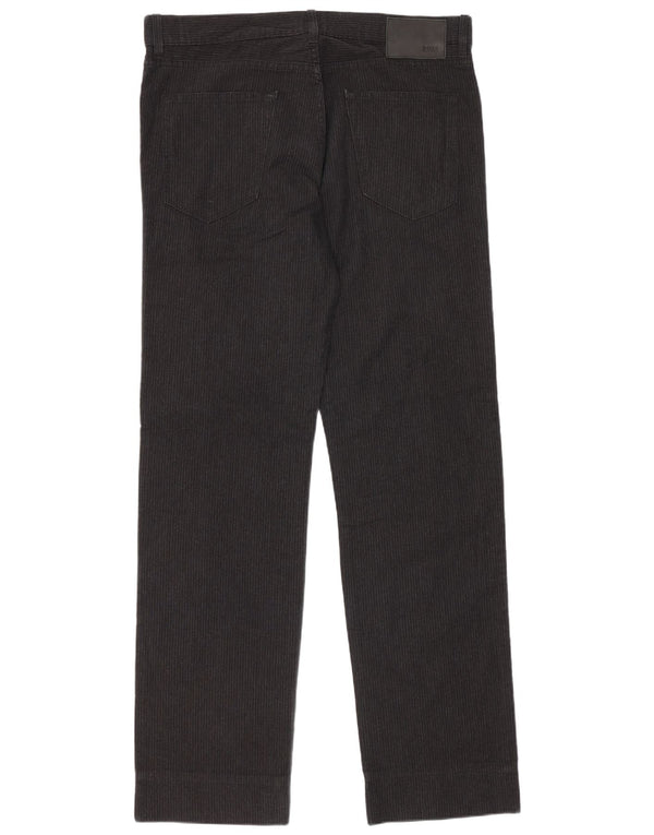 Calça masculina regular de veludo Hugo Boss W35 L33 algodão preto