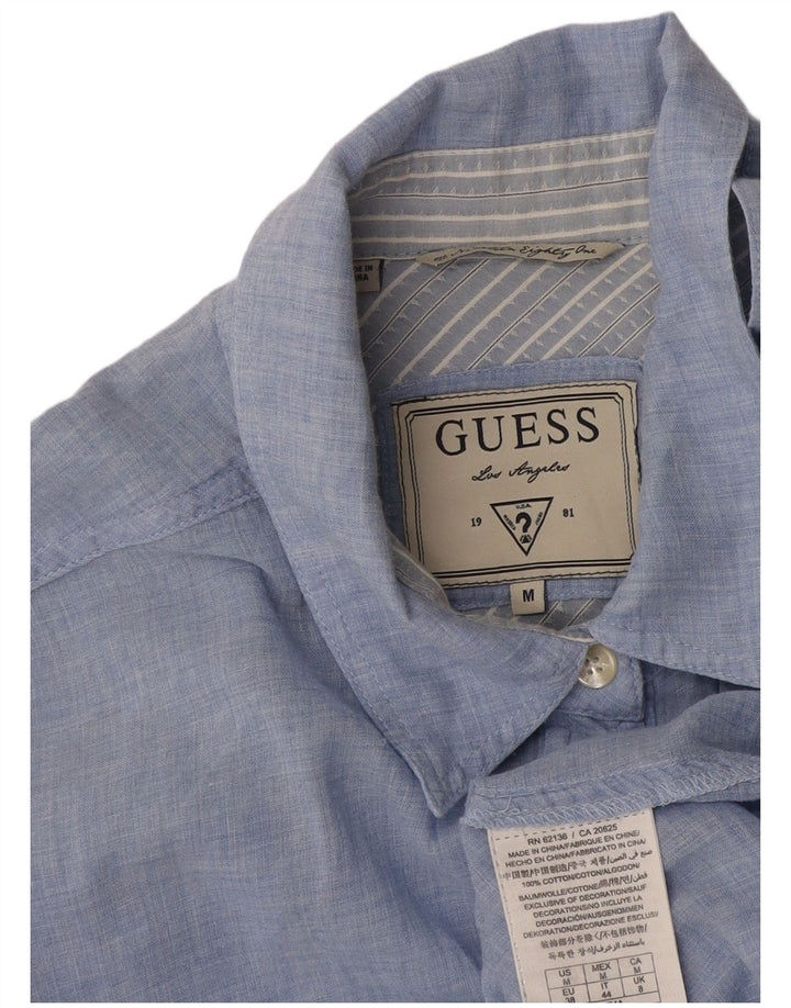 Camisa feminina Guess UK 14 algodão azul médio