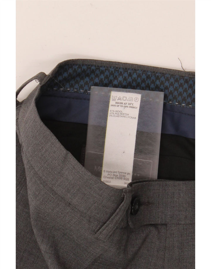 Calça masculina Marks & Spencer sob medida slim fit W32 L33 lã cinza