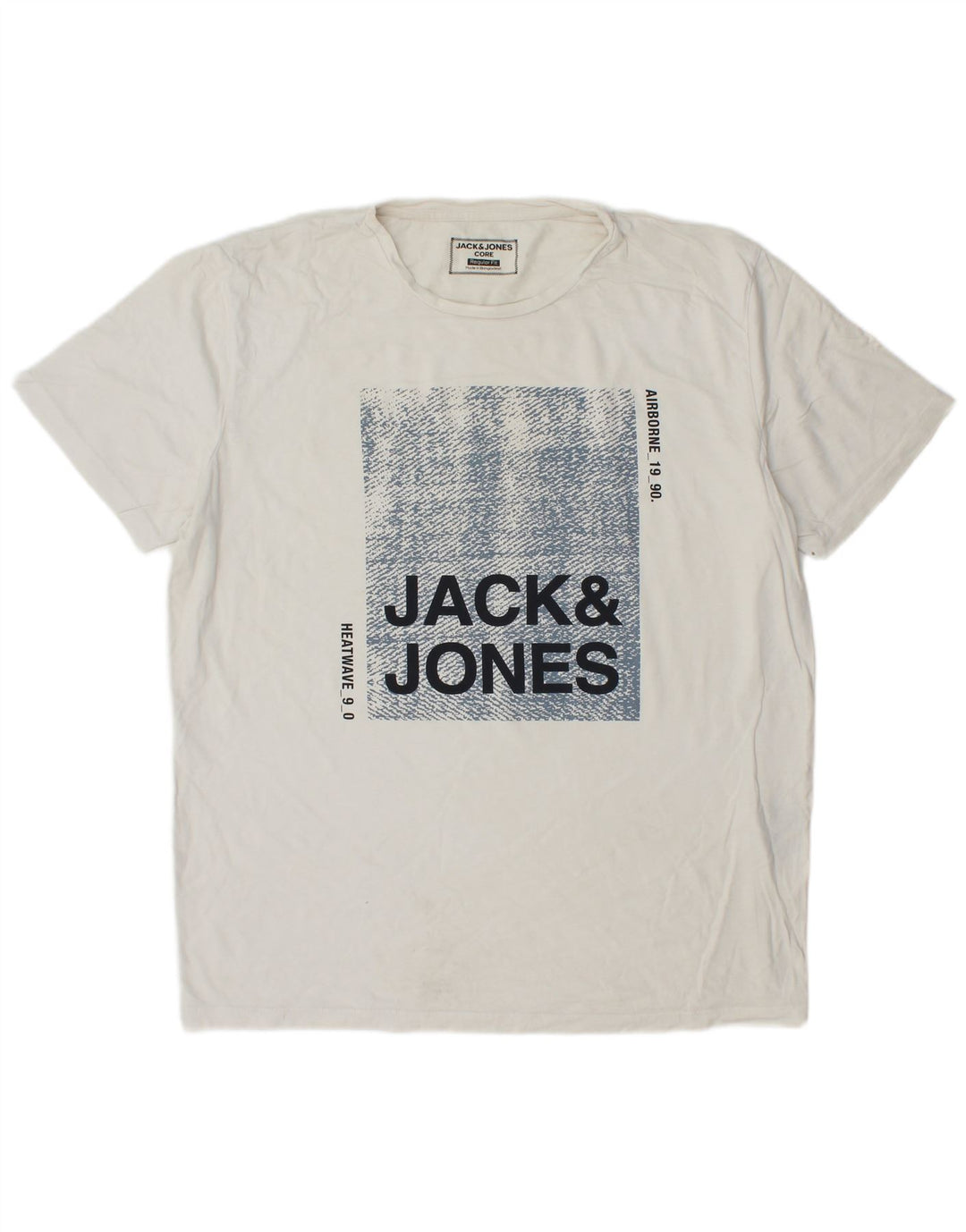 Camiseta masculina JACK & JONES com ajuste regular gráfico XL algodão branco