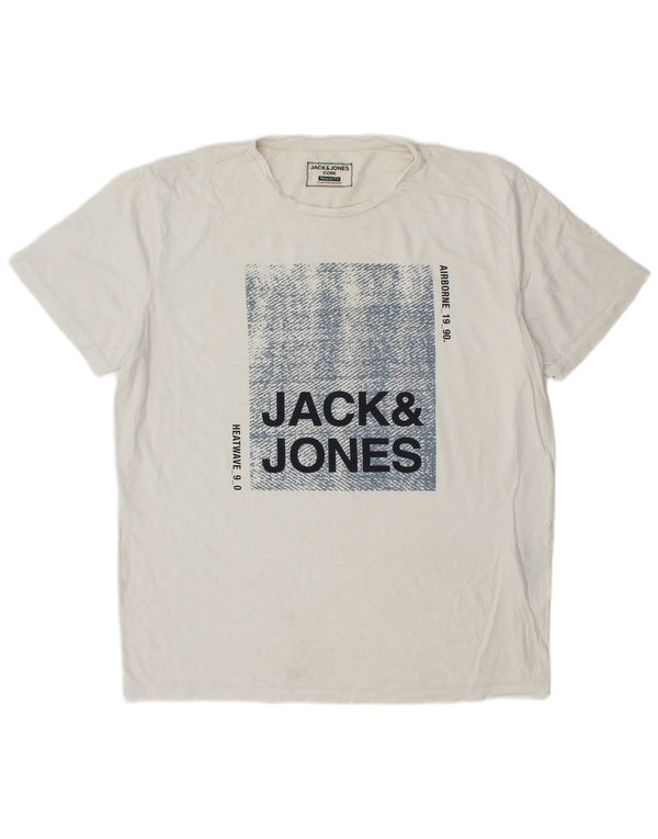 Camiseta masculina JACK & JONES com ajuste regular gráfico XL algodão branco