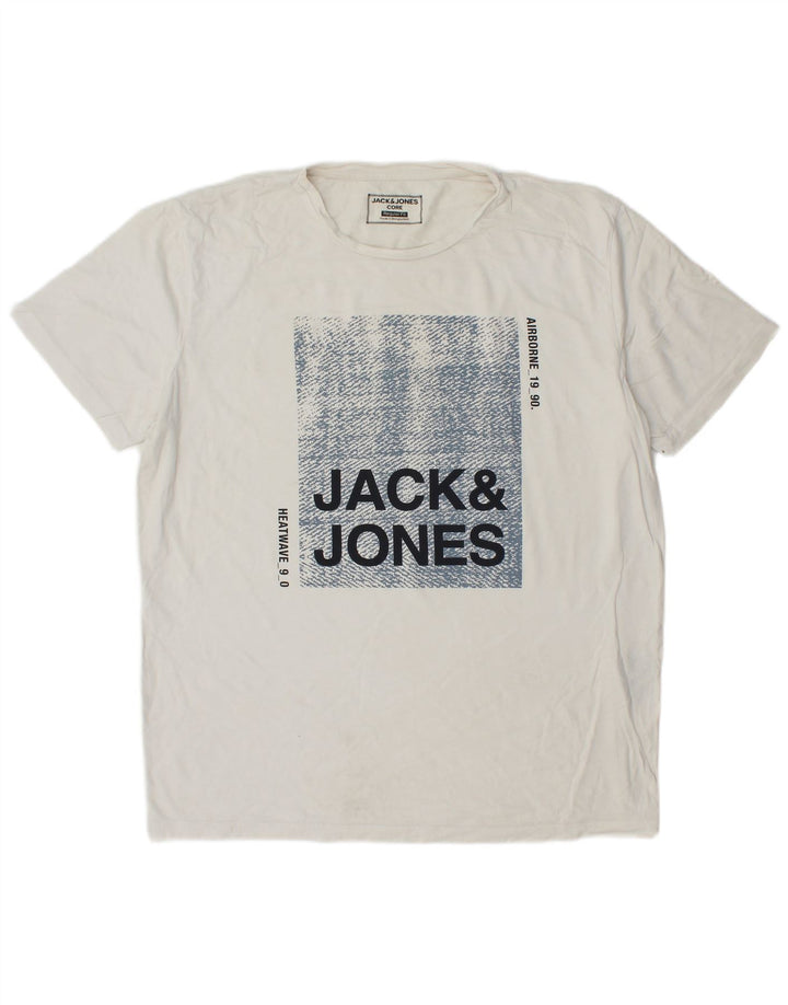 Camiseta masculina JACK & JONES com ajuste regular gráfico XL algodão branco