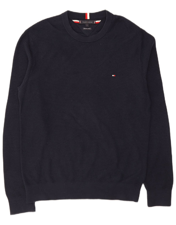 Suéter masculino Tommy Hilfiger com gola redonda, grande algodão azul marinho
