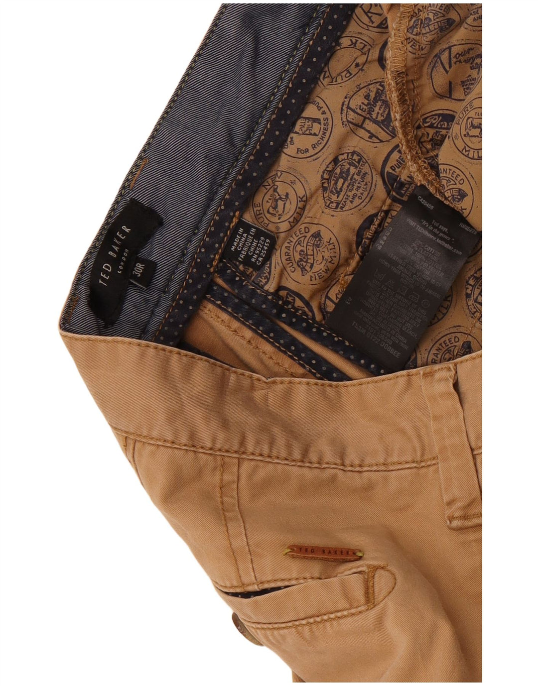 Calça Chino Masculina Slim Ted Baker W30 L32 Algodão Marrom