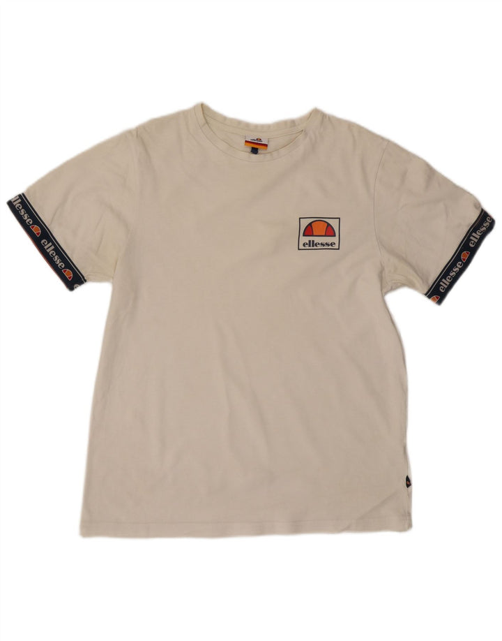 Ellesse Camiseta masculina gráfica Top médio algodão branco
