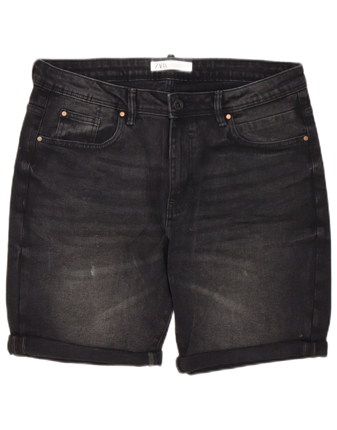 Zara Mens Denim Shorts EU 44 Grande W34 Algodão Preto