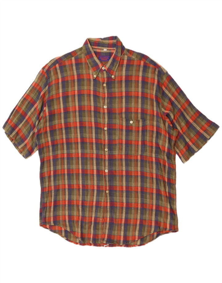 Camisa masculina de manga curta Missoni 2XL algodão xadrez verde