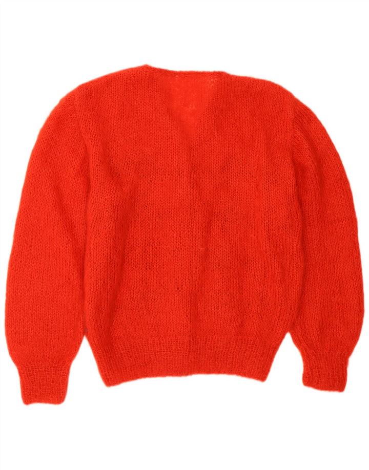 Suéter cardigã feminino VINTAGE Reino Unido 16 grande vermelho Argyle/Diamante