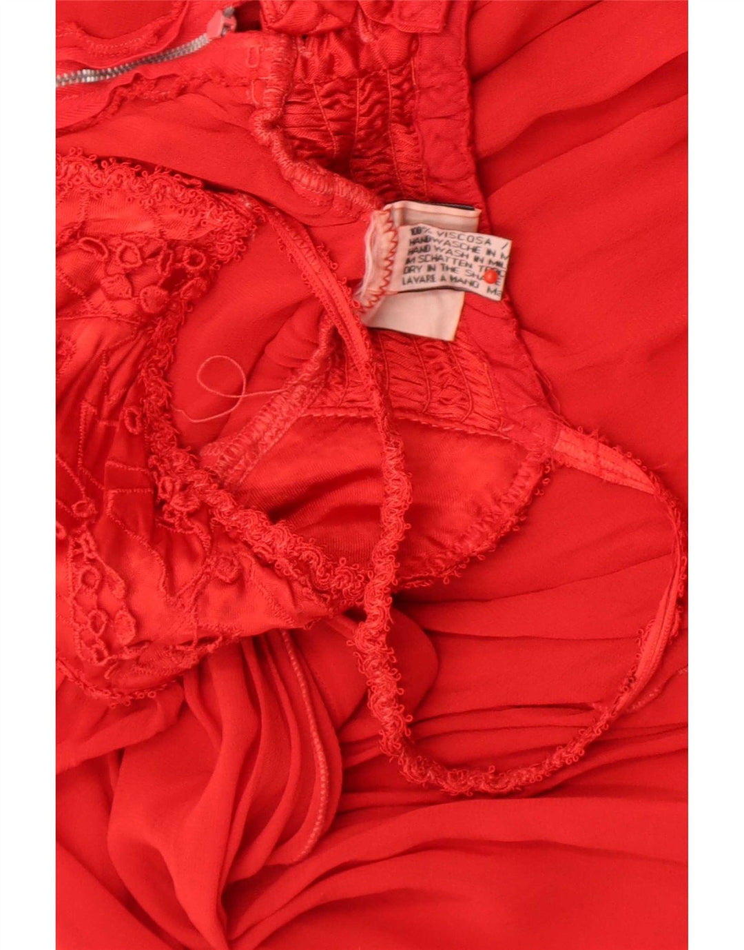 Vestido feminino Pezzi Pazzi sem mangas em camadas UK 12 viscose vermelha média