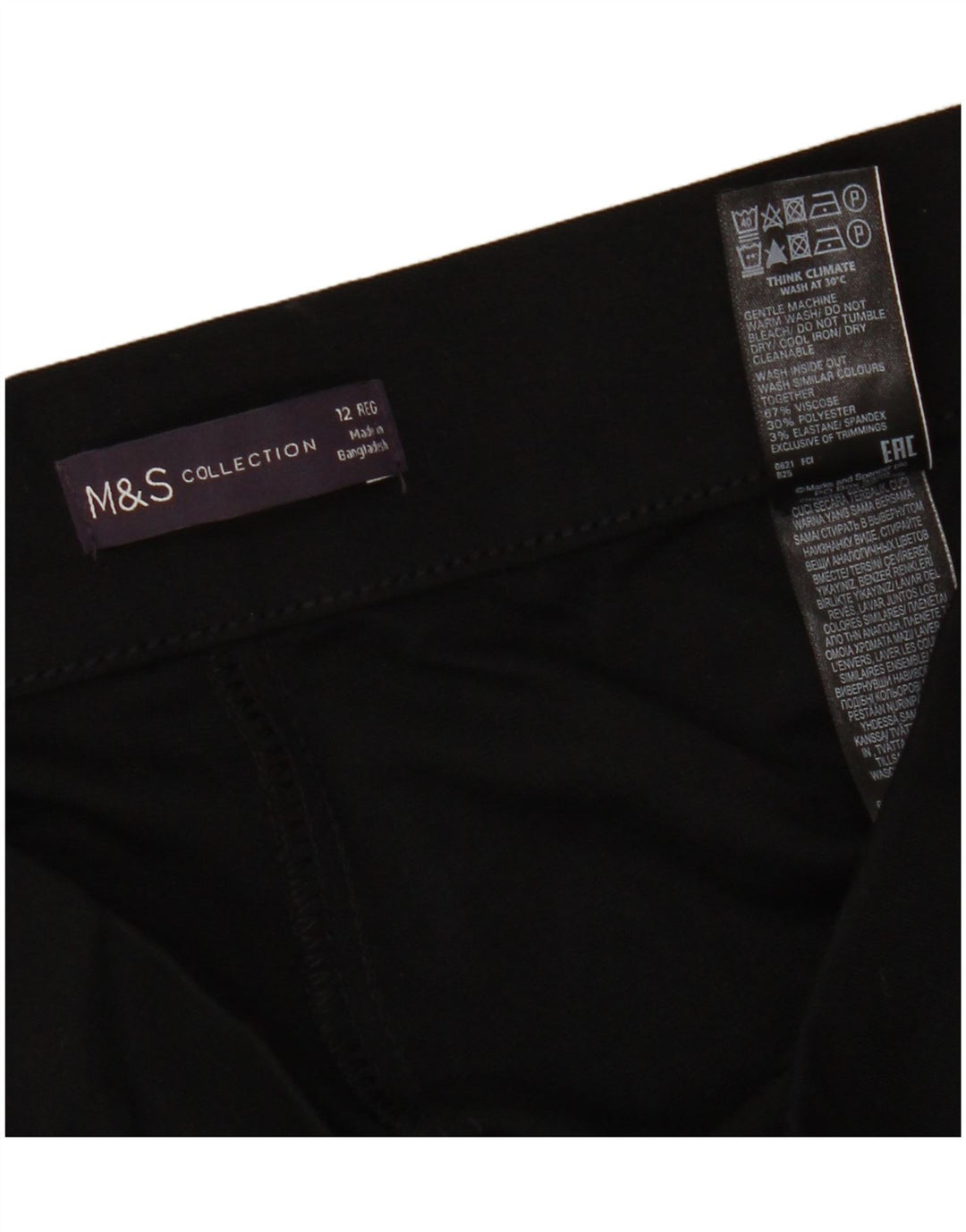 Leggings femininos Marks & Spencer Reino Unido 12 viscose preta média