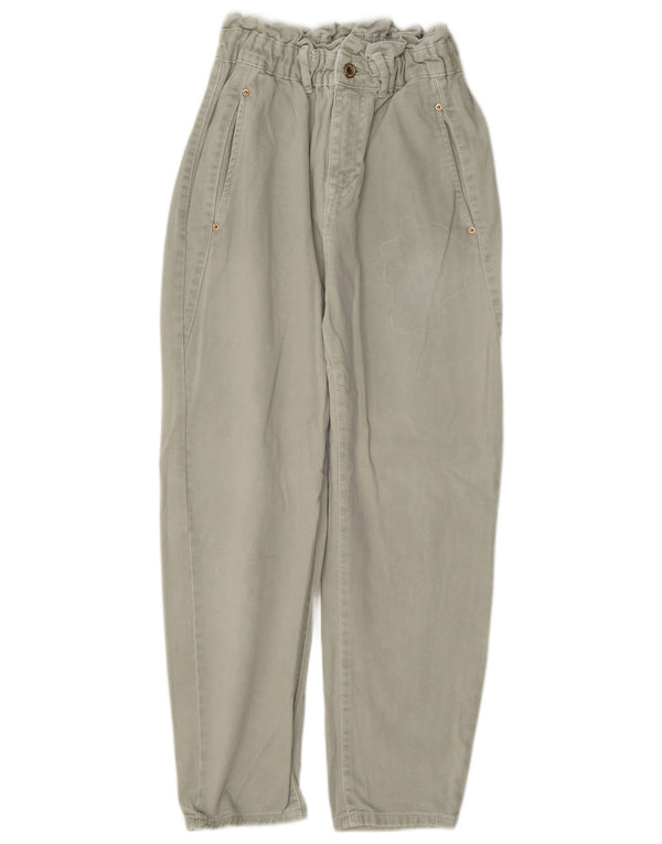 Zara Calça jeans feminina cintura alta solta EU 34 2XS W24 L24 algodão verde