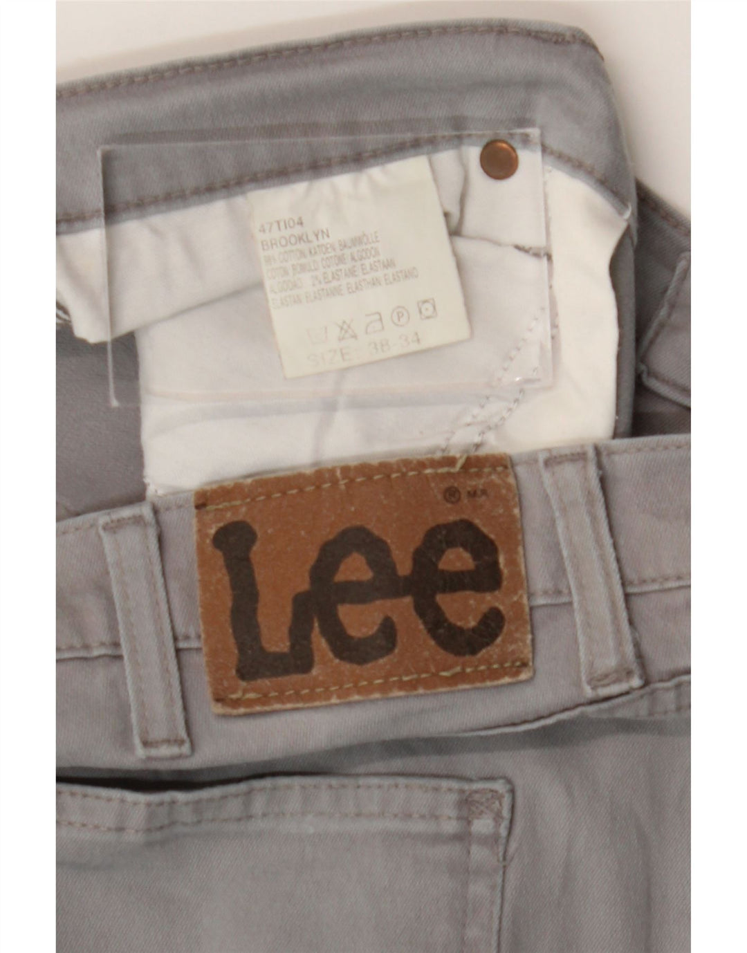 Lee Mens Brooklyn Straight Jeans W38 L30 Algodão Cinza