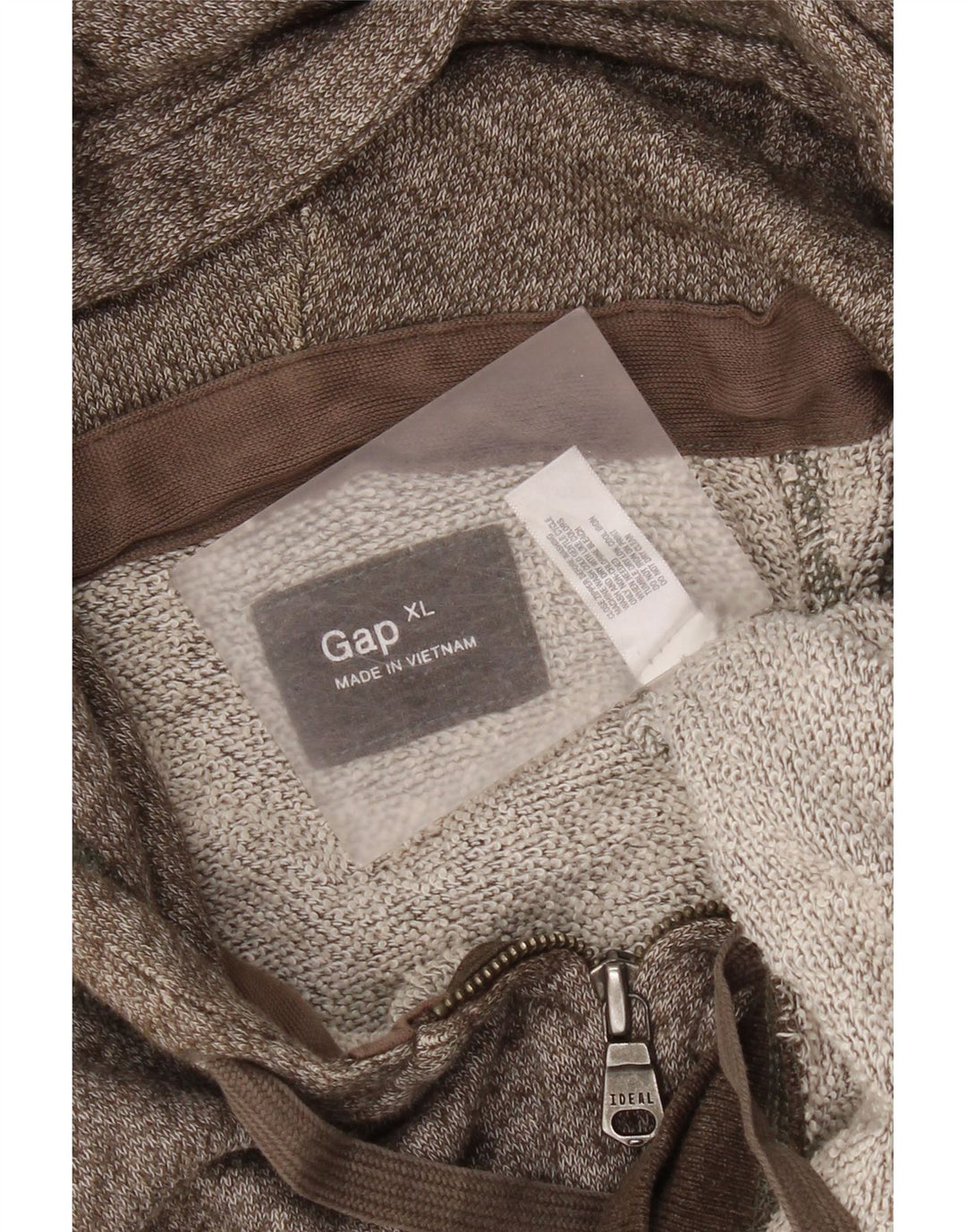 Suéter masculino com capuz e zíper Gap XL marrom manchado