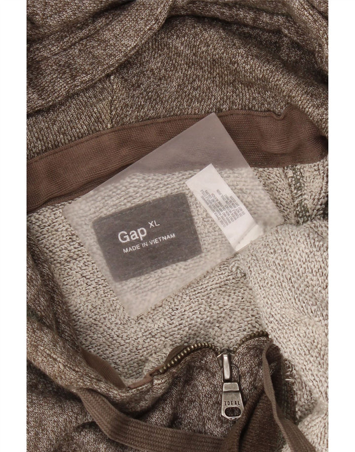Suéter masculino com capuz e zíper Gap XL marrom manchado