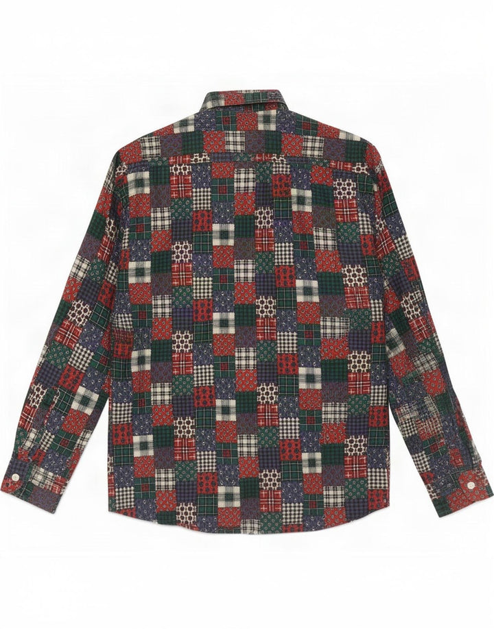 Camisa masculina vintage de ajuste regular médio patchwork multicolorido