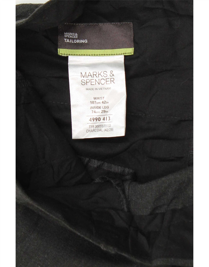 Calça masculina de terno cônico Marks & Spencer W42 L29 poliéster cinza