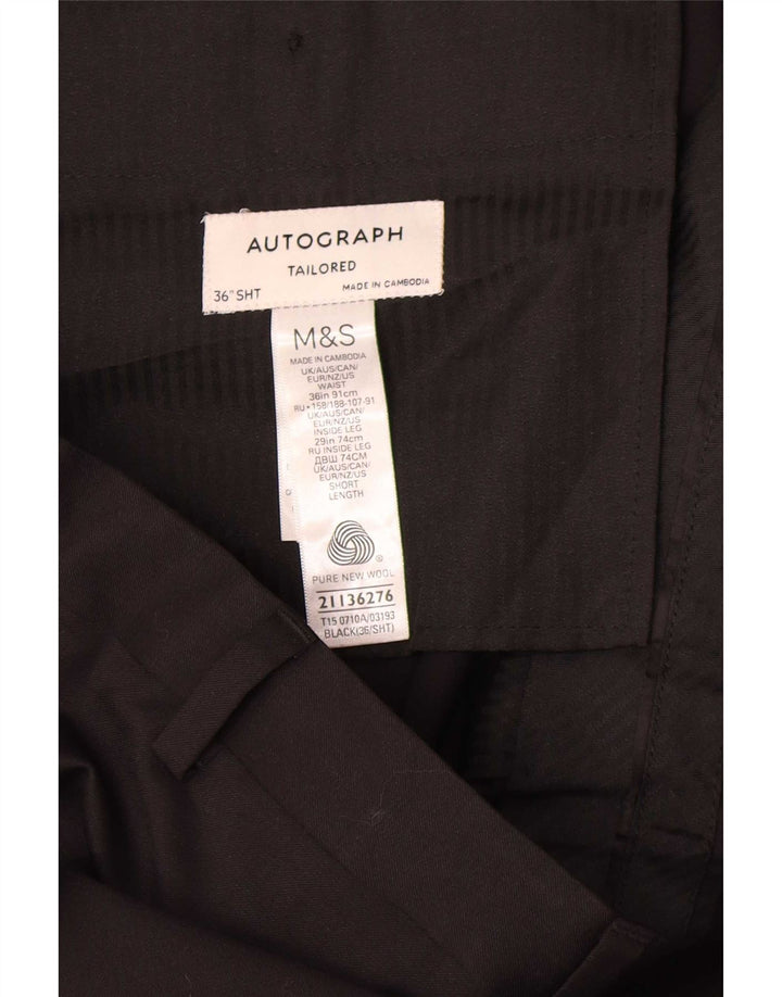 Calça masculina Marks & Spencer Autograph Straight Suit W36 L26 Lã Preta