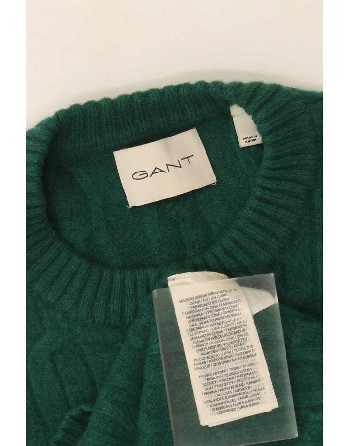 Suéter masculino Gant com gola redonda e ajuste regular, lã verde pequena