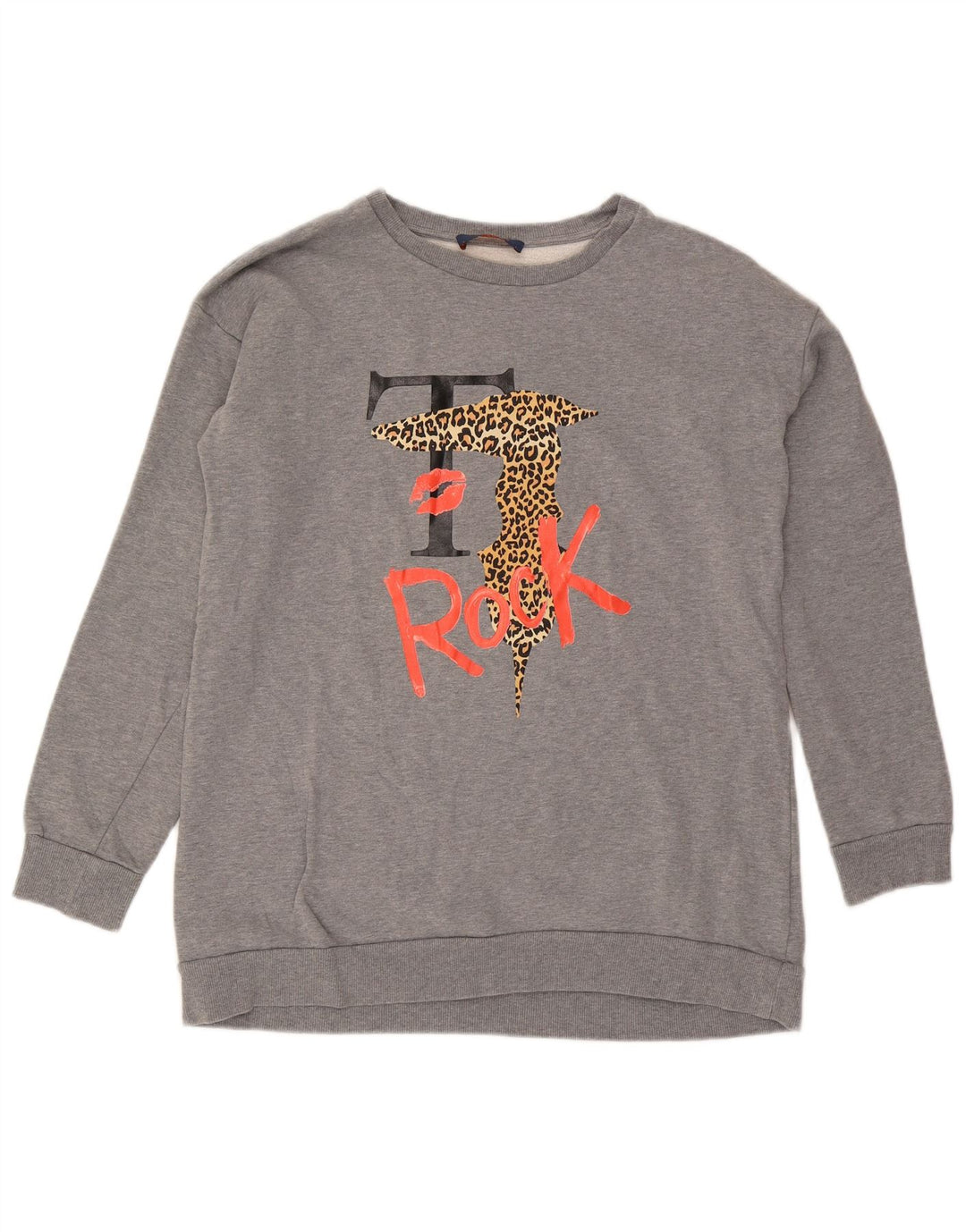 Trussardi Jeans moletom gráfico masculino jumper grande algodão cinza