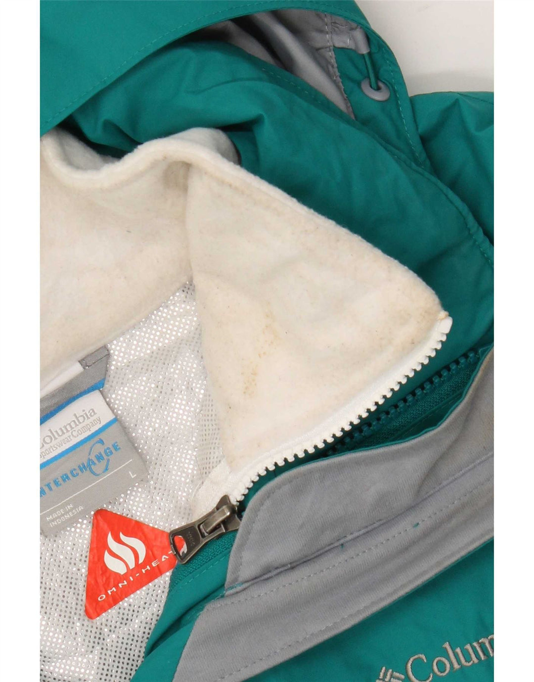 Jaqueta de esqui com capuz Columbia Womens Interchange UK 16 grande bloco colorido verde