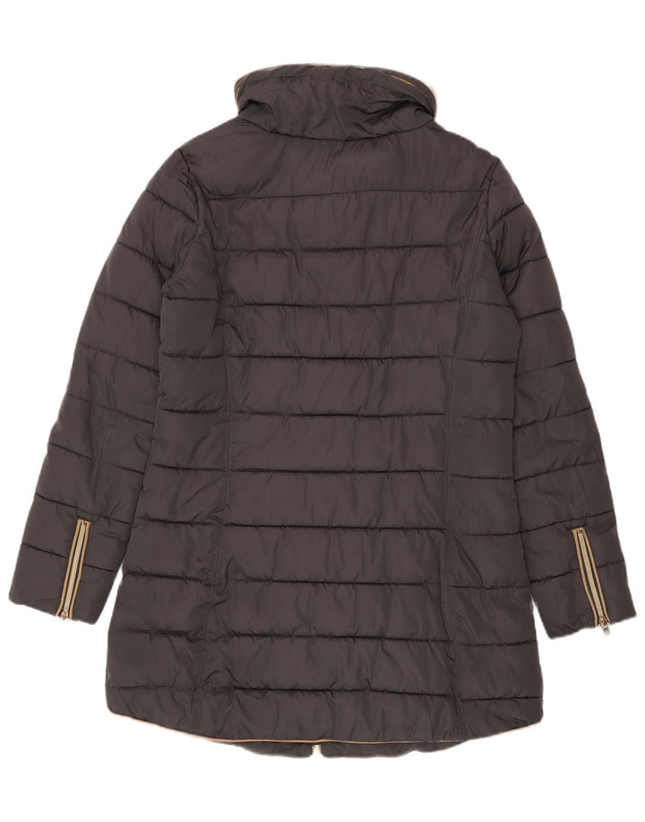 Casaco acolchoado com capuz feminino Peggy-Ho UK 14 poliéster cinza médio