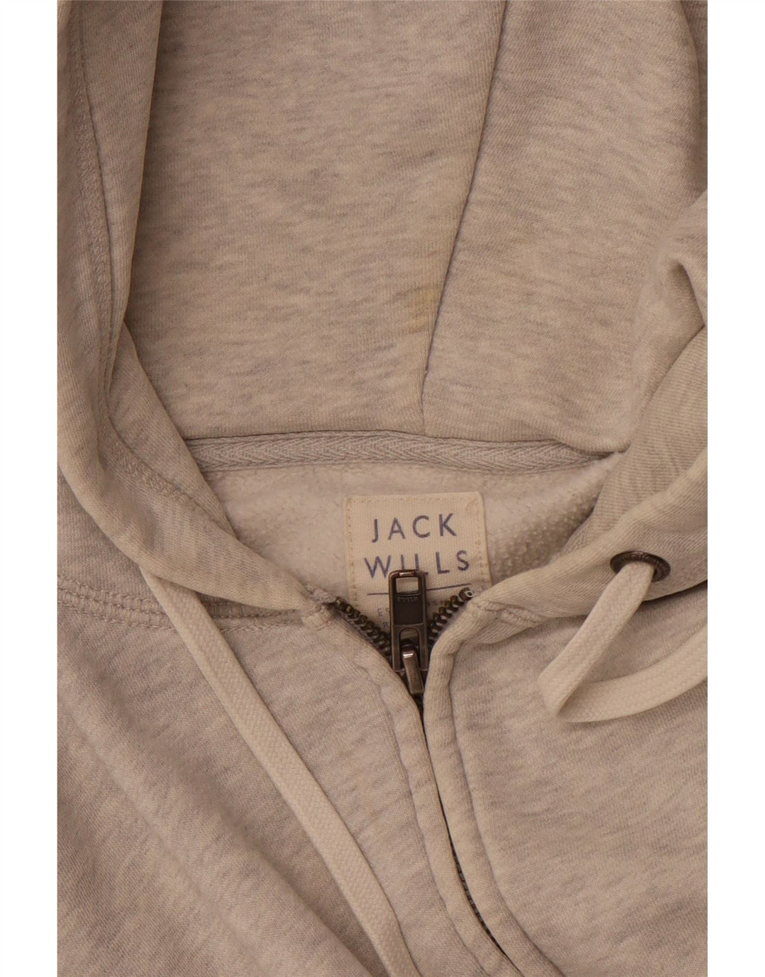JACK WILLS Suéter masculino com capuz e zíper pequeno algodão cinza