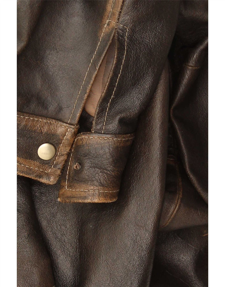 Jaqueta de couro masculina vintage IT 48 marrom médio
