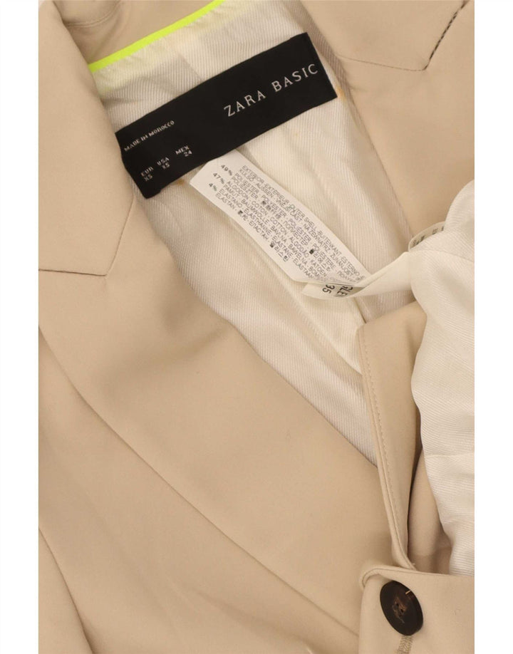 Jaqueta blazer feminina Zara com 1 botão Reino Unido 6 XS bege poliéster