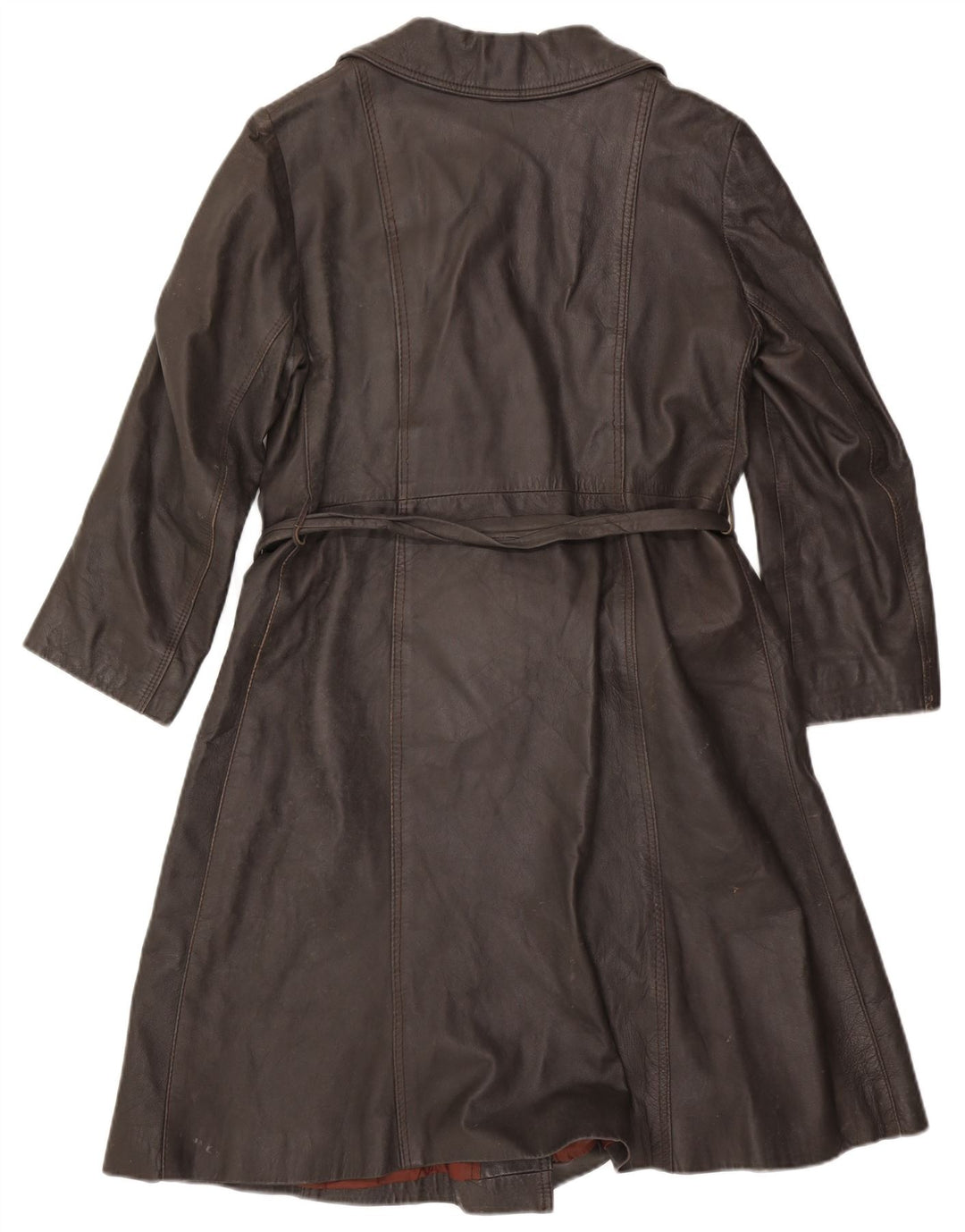 Casaco de couro feminino VINTAGE UK 14 marrom médio