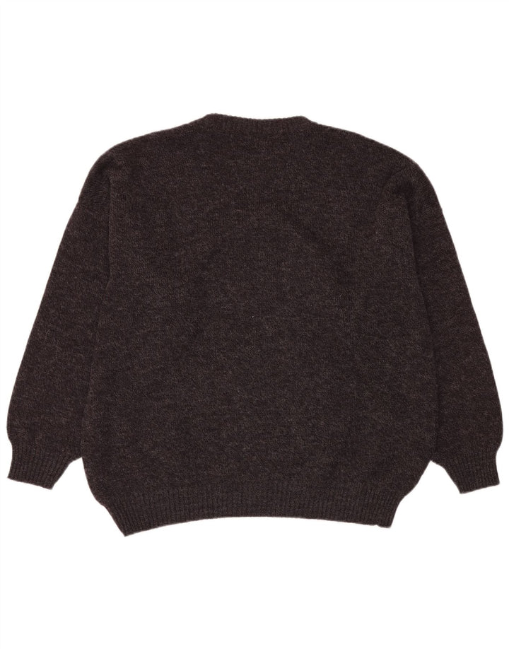 Suéter masculino VINTAGE com gola redonda IT 54 XL cinza Fair Isle Wool