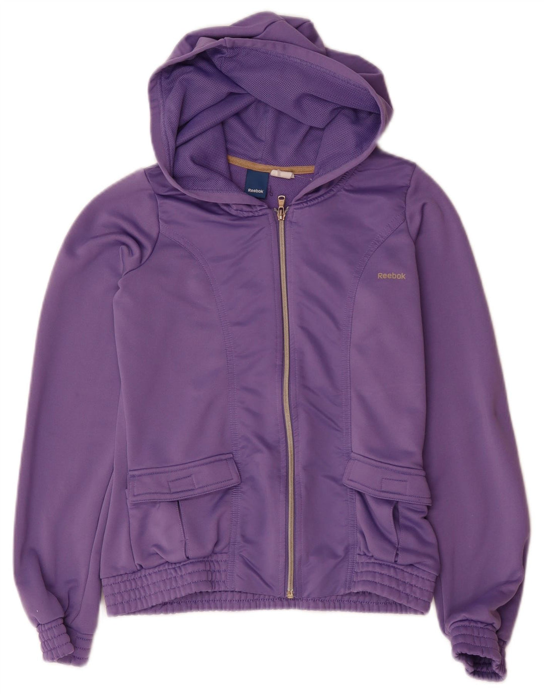 Suéter Reebok feminino com capuz e zíper UK 12 poliéster roxo médio
