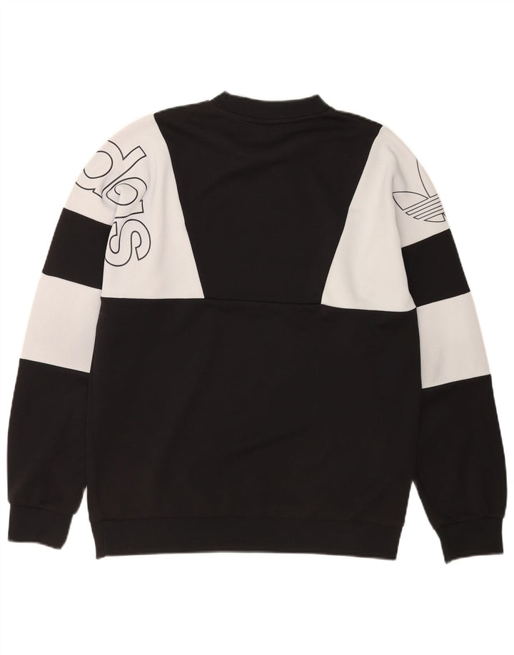 Adidas masculino gráfico moletom jumper médio preto colorblock poliéster