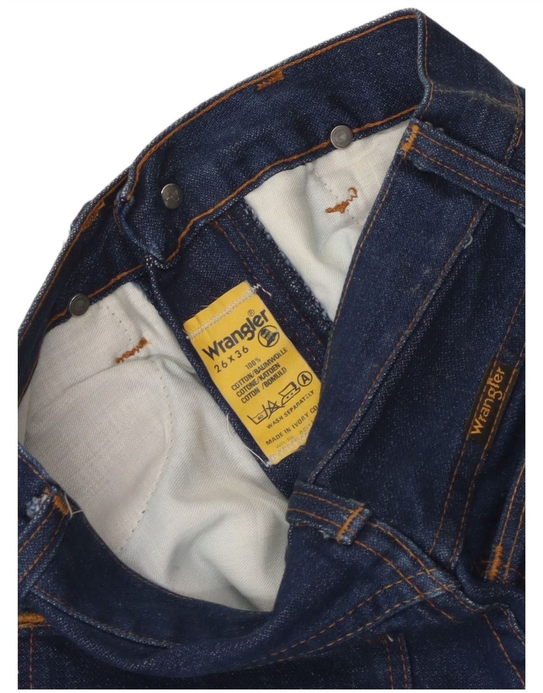 Jeans retos femininos Wrangler W26 L28 algodão azul