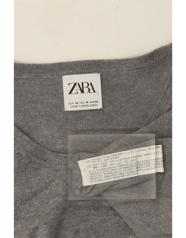 Zara Suéter masculino com gola redonda e viscose cinza médio