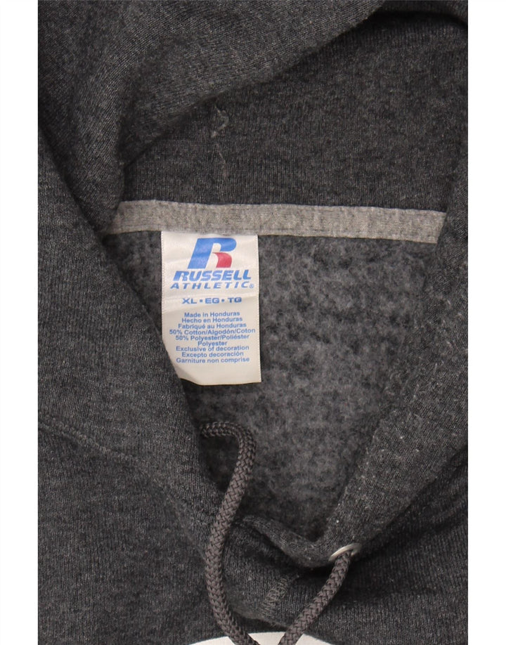 RUSSELL ATHLETIC Mens Graphic Hoodie Jumper XL Grey Cotton Vintage Russell Athletic and Second-Hand Russell Athletic from Messina Hembry 