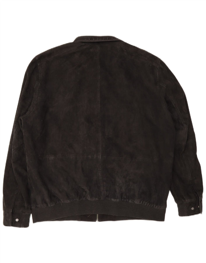 Jaqueta bomber masculina de camurça Christian Berg Reino Unido 38 camurça azul marinho médio
