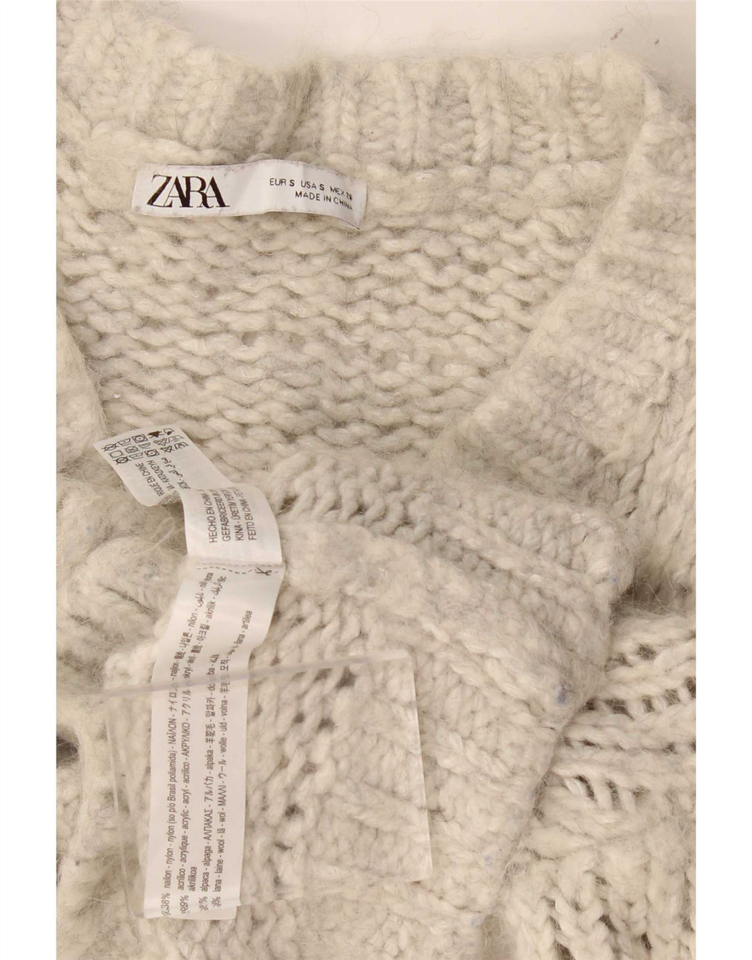 Suéter cardigã feminino Zara Reino Unido 10 pequeno cinza nylon