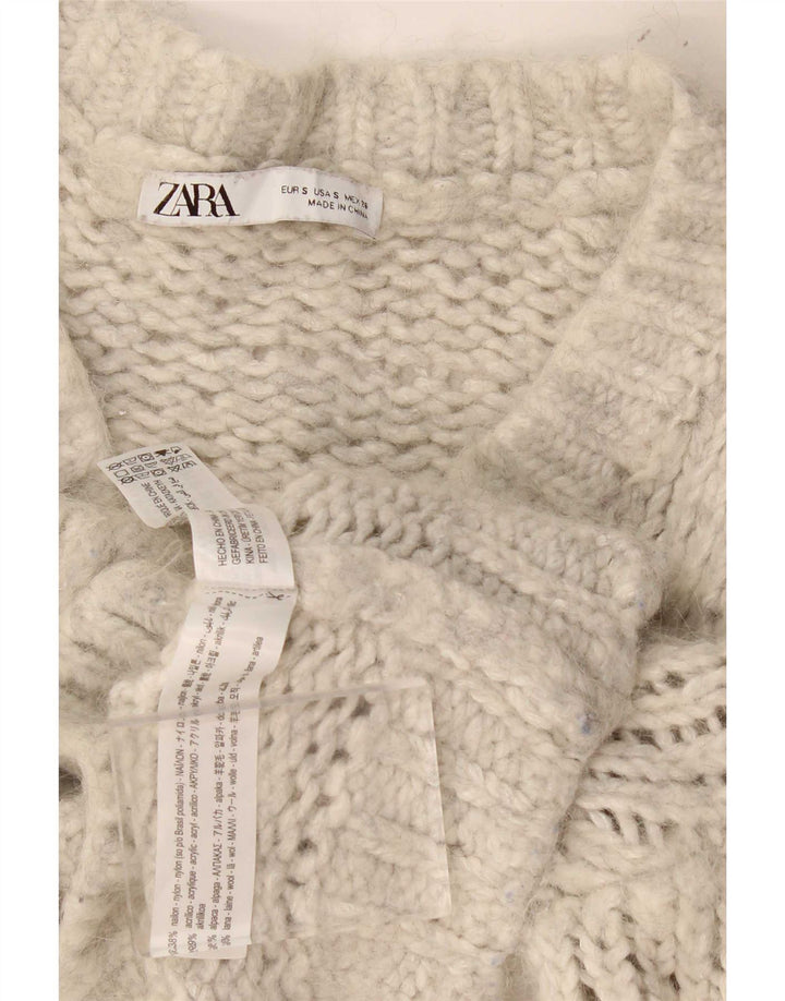 Suéter cardigã feminino Zara Reino Unido 10 pequeno cinza nylon