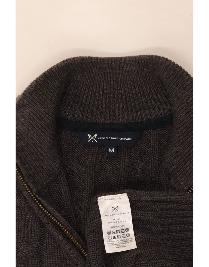 Suéter masculino Crew Clothing com zíper e gola em algodão cinza médio