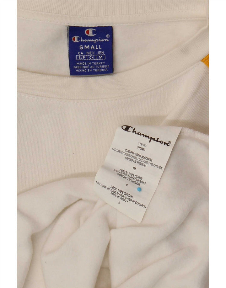Champion feminino oversized gráfico moletom jumper UK 10 pequeno branco