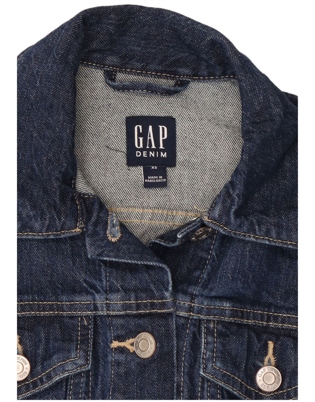 Jaqueta jeans feminina GAP Reino Unido 6 XS azul marinho algodão